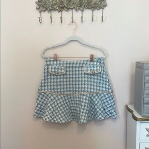 Blue and White Tweed Skirt